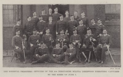 罗德瓦尔囚犯，第四德比郡民兵（Sherwood Foresters）军官于6月7日被布尔人俘虏 作者 英国摄影师
