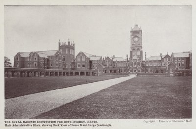 皇家共济会学校，Bushey（黑白照片）。 作者 英国摄影师