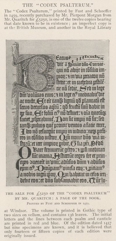 Quaritch先生出版了5250英镑的Codex Psalterum，这是一本书的页面 作者 英国摄影师