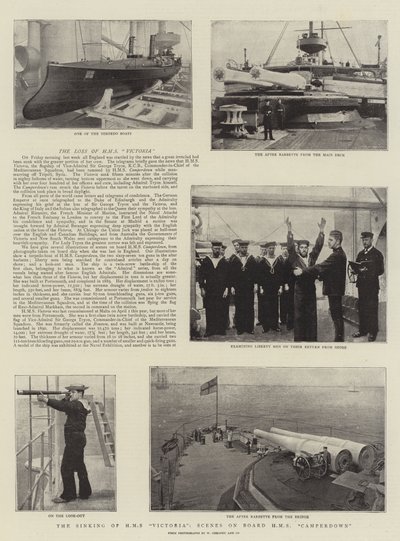 维多利亚HMS的沉没，HMS Camperdown上的场景 作者 英国摄影师
