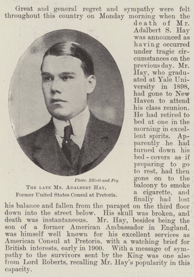 已故美国驻比勒陀利亚领事Adalbert Hay先生 作者 英国摄影师