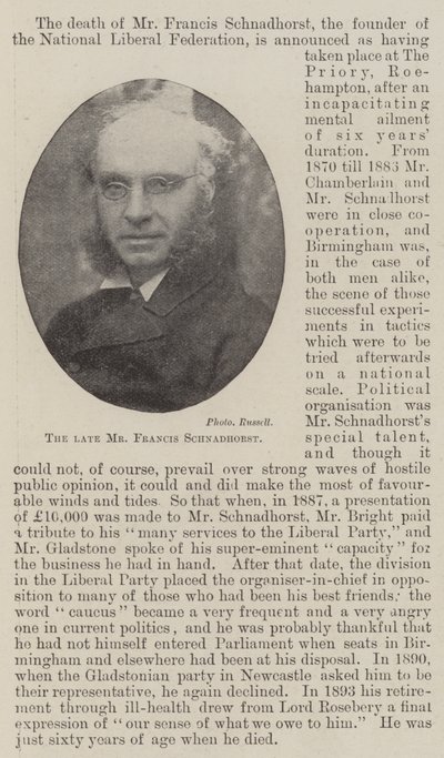 已故的Francis Schnadhorst先生 作者 英国摄影师