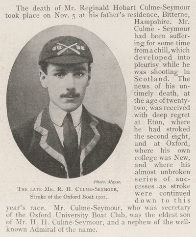 已故的RH Culme-Seymour先生，牛津船1901年的中风 作者 English Photographer