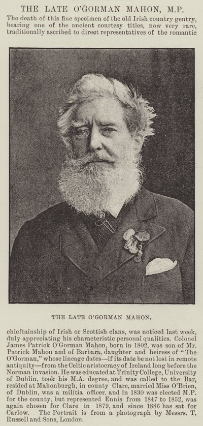 已故的OGorman Mahon，国会议员 作者 英国摄影师
