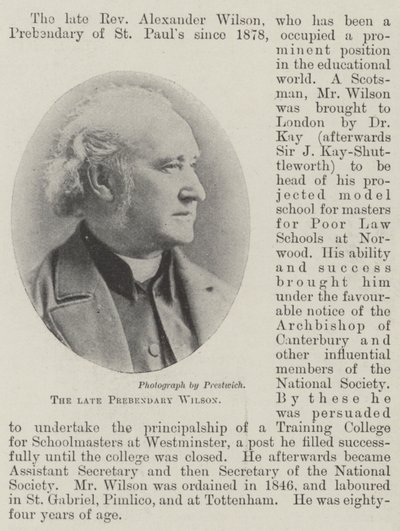 已故的Prebendary Wilson 作者 英国摄影师