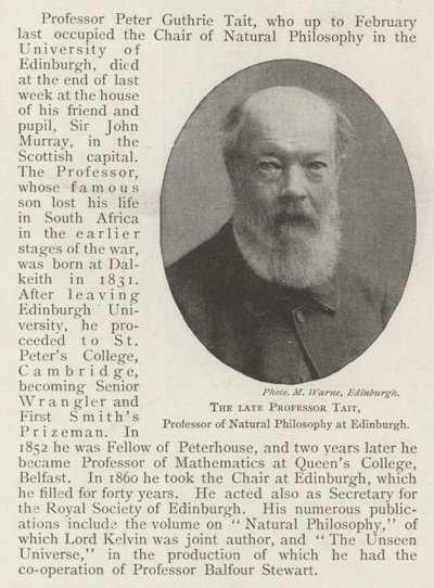 已故教授Tait，爱丁堡自然哲学教授 作者 英国摄影师
