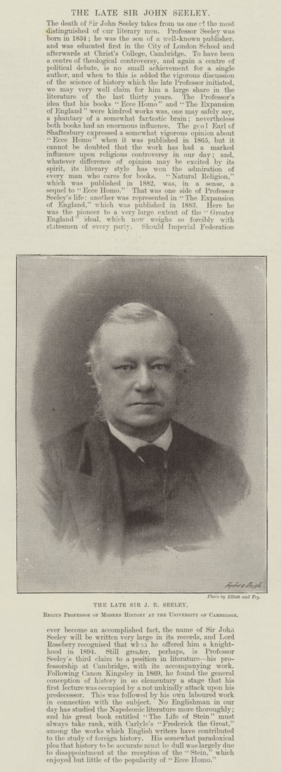 已故爵士Sir Seeley，剑桥大学现代历史Regius教授 作者 英国摄影师