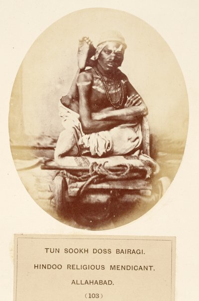 Tun Sookh Doss Bairago，Hindu Religious Mendicant，Allahabad，来自印度人民，J. Forbes Watson，1868年出版（蛋白印刷品） 作者 英国摄影师