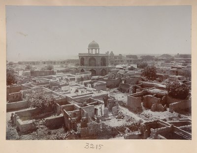 Purana Qila 内的村庄，Sher Mandal 周边景色，约 1908-1911 年（黑白照片） 作者 英国摄影师