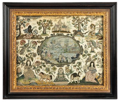 查尔斯二世关于非洲和新世界的针线画，约1660-70年 作者 英语学校