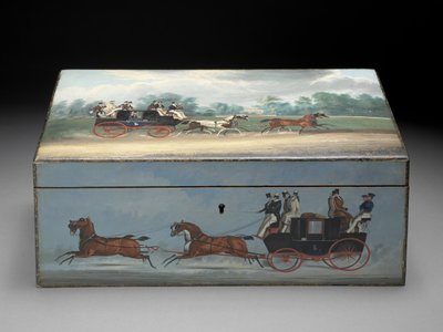 一个雪茄盒，上面画着Taglioni Prints的场景，c.1840（果树上的油）（后视图见285536） 作者 英语学校