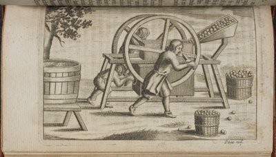 压榨水果的机器，《Vinetum Britannicum》或《A Treatise of Cyder》中的插图 作者 英语学校