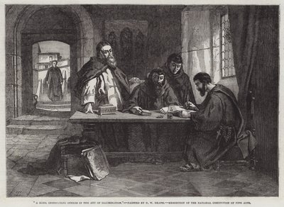 A Monk instructing others in the Art of Illumination (engraving) 作者 英语学校
