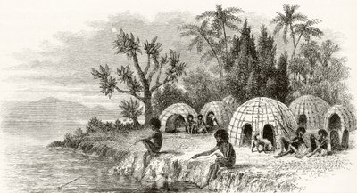 昆士兰州的一个土着营地，1880年，来自霍华德威洛比的“澳大利亚图片”，由伦敦宗教信仰协会出版，1886年 作者 英语学校