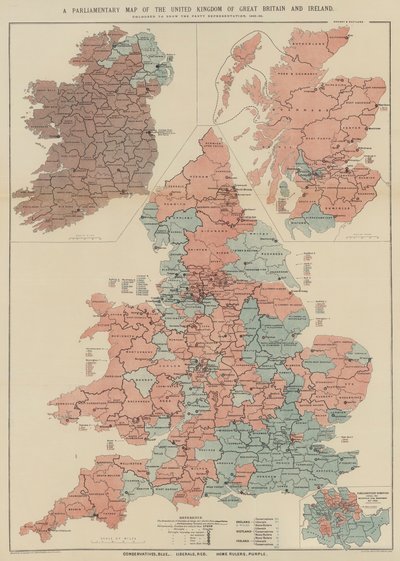 A Parliamentary Map of the United Kingdom of Great Britain and Ireland (colour litho) 作者 英语学校
