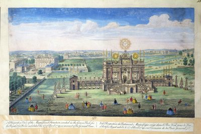 1749年皇家烟花绿色公园中建造的宏伟建筑的透视图 作者 英语学校