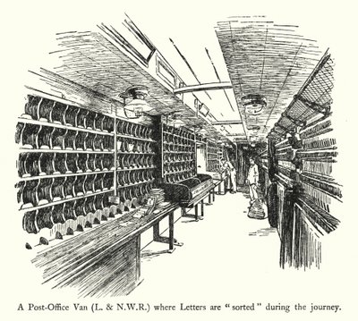 A Post-Office Van, L and NWR, where Letters are "sorted" during the journey (litho) 作者 英语学校
