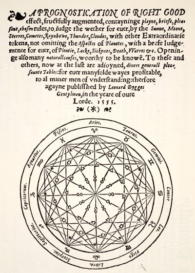 由Leonard Dygges创作的权利预测，由Thomas Gemini，Blacke Friars，伦敦，1555年出版 作者 English School