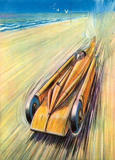 一辆赛车 "全力以赴"（彩色石版印刷） 作者 英语学校