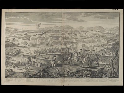 1746年4月16日苏格兰卡洛登附近Drumossie Moor战役的代表，由Henry Overton于1746年6月30日出版 作者 英语学校