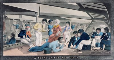 主甲板上的场景，由IW Laird出版，1841年 作者 英语学校