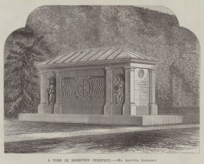 布罗姆普顿公墓的一座坟墓，建筑师阿什皮特尔先生（雕刻）。 作者 英语学校