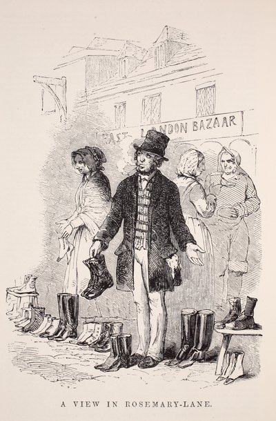 Rosemary-Lane中的一个视图，来自伦敦工党和伦敦穷人的插图由Henry Mayhew，酒吧。 1862年 作者 英语学校