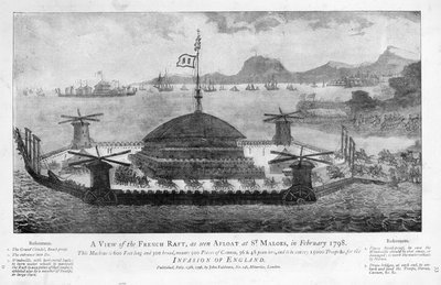 1798年2月在圣马洛的法国筏的视图（aquatint） 作者 英语学校