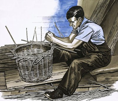 篮子织布工在工作 作者 英语学校