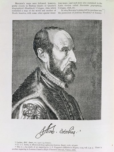 亚伯拉罕·奥特利乌斯（1527-98）插图来自“美国叙事与批评史”第四卷，1886年 作者 English School