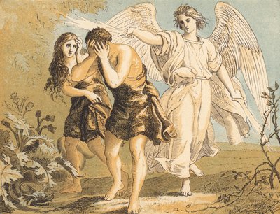 Adam and Eve driven from the Garden (coloured engraving) 作者 英语学校