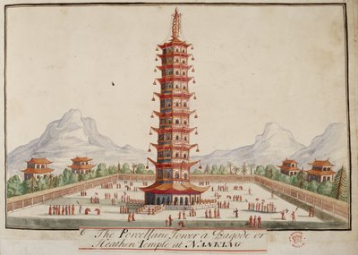Add.5353，f.67 瓷塔，南京的一座佛塔或异教寺庙，选自《各国服饰集》。 作者 英语学校