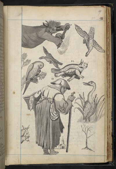 添加 MS 32496 f.49r 插图，选自 "A discourse of Witchcraft as it was acted in the Family of Mr. 作者 英语学校