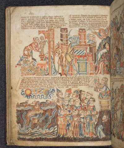 添加。 MS 47682，f.39v 来自“Holkham 圣经图画书”，c.1327-35（牛皮纸） 作者 英语学校