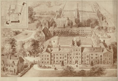 剑桥大学耶稣学院的扩建工程（雕刻）。 作者 英语学校