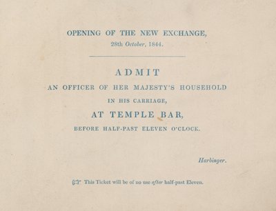 1844年10月29日伦敦新皇家交易所开放的入场券 作者 英语学校