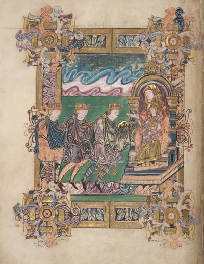 玛吉的崇拜》，Add.49598，f.24v，选自 971-984 年圣艾瑟尔沃尔德本笃会（牛皮纸） 作者 英语学校