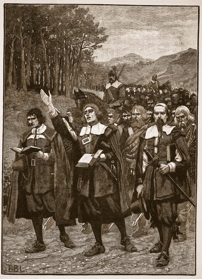 跨越边界进入英国的Covenanters的进展，来自卡塞尔斯画报英国历史的插图（棕褐色照片） 作者 英语学校