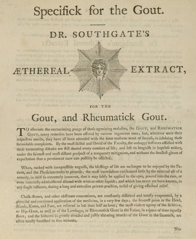Southgates博士的广告Aethereal提取物痛风和风湿痛风 作者 英语学校