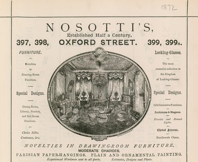 适用于Nosottis家具店，397-399 Oxford Street的广告 作者 英语学校