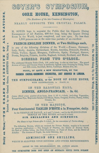 广告为Soyers Symposium，Gore House，肯辛顿 作者 英语学校