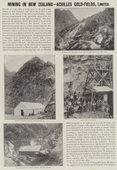 广告，新西兰采矿，Achilles Gold-Fields（雕刻） 作者 英语学校