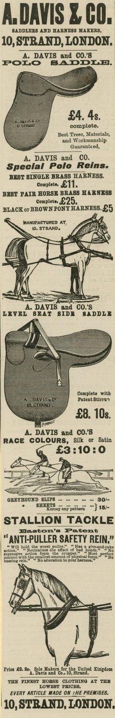 A Davis＆Co马鞍和马具制造商的广告 作者 英语学校