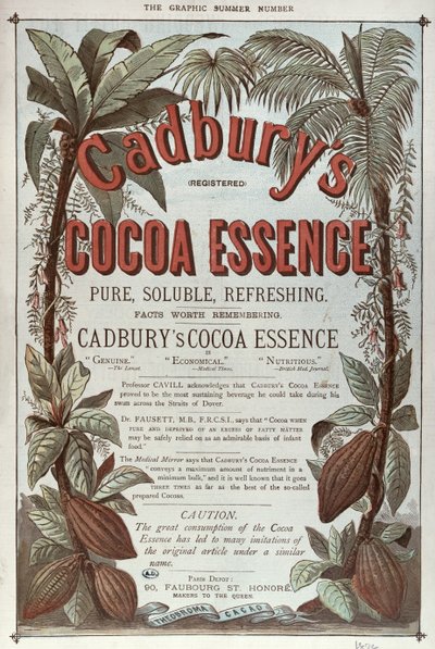 来自The Graphic，1878年的Cadburys Cocoa Essence的广告 作者 英语学校