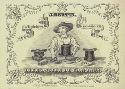 比利时根特帽子清洁工J Bertin的广告（平版）。 作者 英语学校