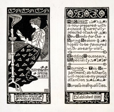 1897年，伯明翰Drayton House的Corbett夫人的广告 作者 英语学校