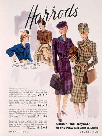 1945年Harrods的女式衬衫和西装广告 作者 英语学校
