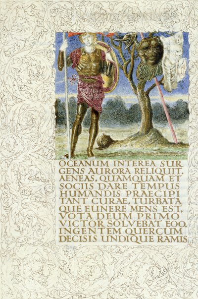 埃涅阿斯站在Mezentius国王的战利品旁边，1874年-1919年 作者 英语学校
