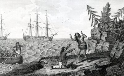影响两名Mokito男子的采访，插图取自Moores Voyages and Travels，1778 作者 英语学校