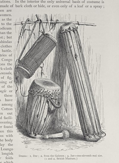 非洲鼓，来自&39;人类的历史&39;，第三卷，由Friedrich Ratzel教授，1898年 作者 英语学校